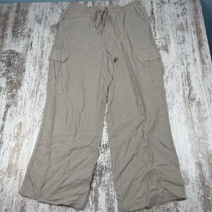 NWT Serra Pants Womens Size Medium Viscose Linen Pants Pockets Wideleg Baggy